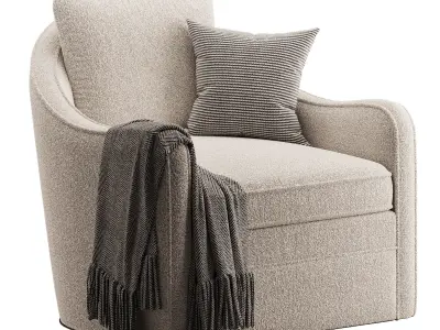 Wide Seat Lounge Swivel Arm Chair 3D model