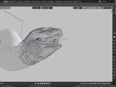 grease pencil snake 3D model