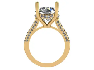 Round under halo cathedral solitaire ring  3D print model