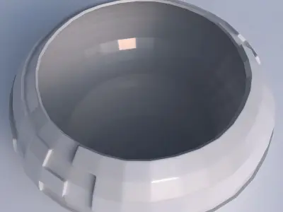 Bowl spheric squeezed wide with sharp ribbons 3D print model