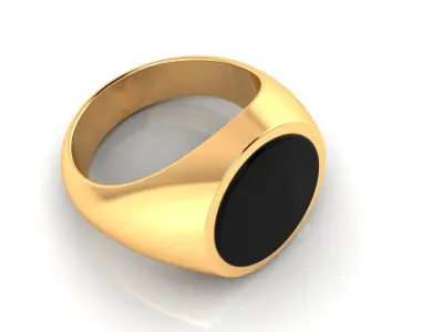 Ring M151 Mens little finger luxury rings with enamel onyx 3D print model