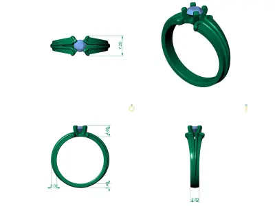 D-1739 diamond engagement ring gold and gold 3D print model