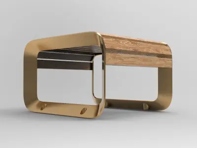 Hagz Bench Low-poly 3D model