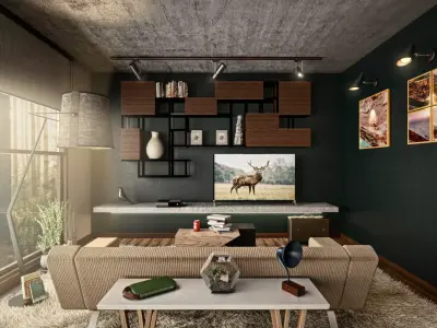 Architectural Interior Scene - Living Room Free 3D model