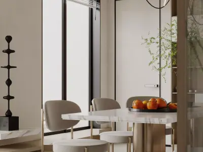 Modern living room dining room interior scenes 464 3D model