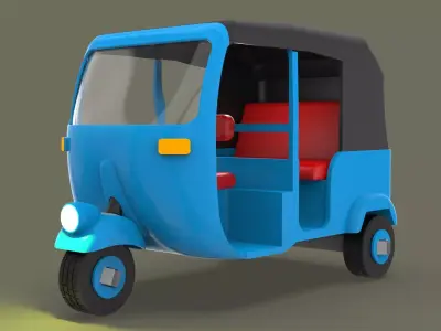 Assembled Three Wheel Scooter  TUK TUK with Functional Steering 3D print model