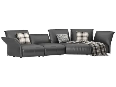 Flower Designed Luxury Calf Leather Sofa 3D model