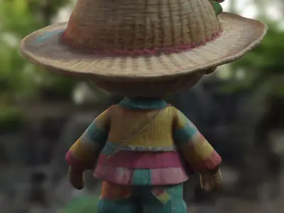 Cute Straw Doll Low-poly 3D model