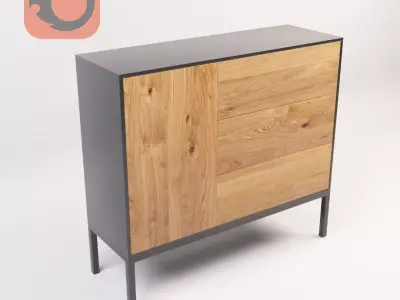 Metal-Wooden Cabinet  Free 3D model