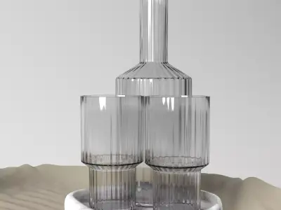 Faced pitcher set  Free 3D model