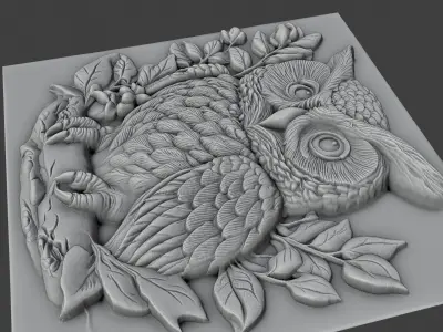 Owl Relief for CNC and 3D Printing 3D print model