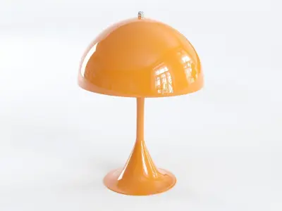 Three Retro Lamps 3D Model  - 1 Table Red and 2 Ceiling Yellow 3D model