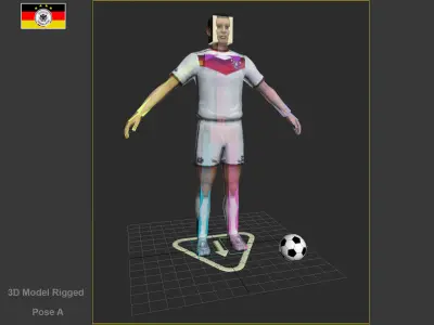 German Soccer Player Rigged Character  Low-poly 3D model