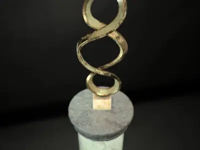 Bronze Sculpture on Pillar Low-poly 3D model