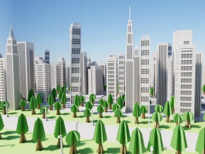 Paper City - Stylized Metropolis Environment V1 Low-poly 3D model