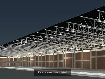 Industrial buildings in section cut set 01 3D Model Collection