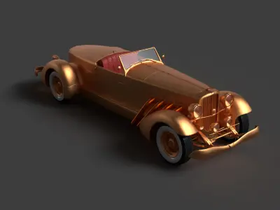 Golden vintage car   3D model by aceimagedesign-1