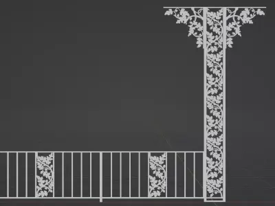Wrought Iron Railing 3D model