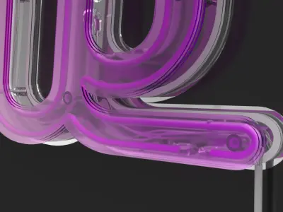 Detailed Words Neon Banners set 03 3D model