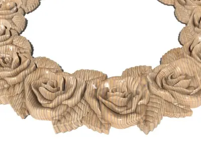 Frame-016 wooden rose wreath 3D model