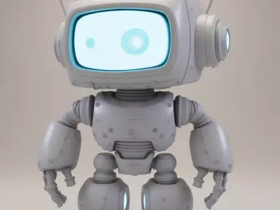 Retro Robot 3D Model Cute Character TV Screen Face Antennas Low-poly 3D model