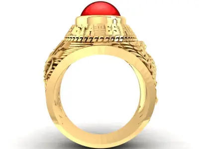 Luxury Dragon Phoenix Red Gem Signet Ring  2276 3D print model