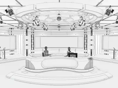Virtual TV Studio News Set 1 3D model