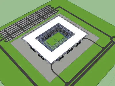 Stadion building in middle of field 3D model