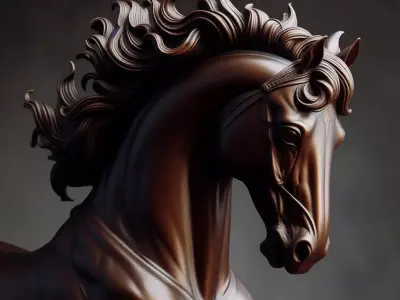 Bronze Horse Sculpture Dynamic Galloping Stallion 3D Model Low-poly 3D model