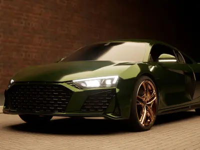 Low poly Audi R8 2019 without logo Low-poly 3D model