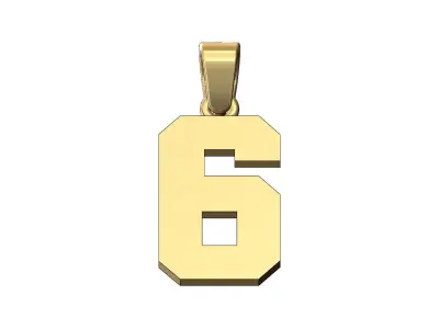 NBA font number 6 pendant charm with bail 3D print model