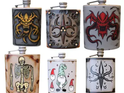 Drinking Flasks Low-poly 3D model