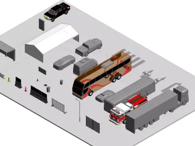 Mix 3D Stuff for Bus Terminal -12 Low-poly 3D model