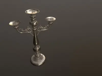 Old candle holder low-poly Low-poly 3D model