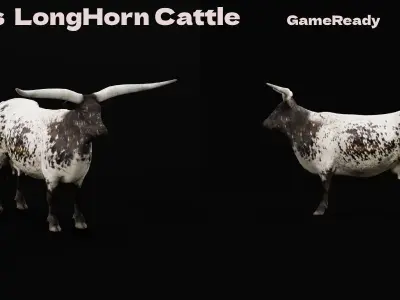 Texas Longhorn Beef Cattle Low-poly 3D model