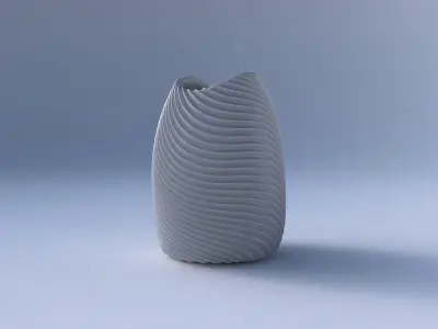 Bowl compressed with bent extruded lines 2 3D print model