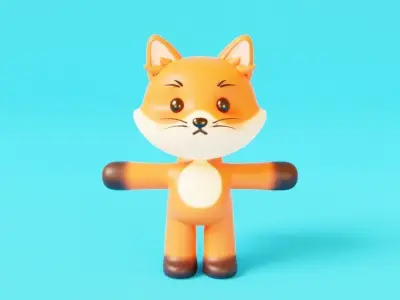 Cute Cartoon Fox 3D model
