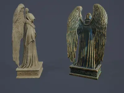 Dark Guardian Angel Statue PBR Low-poly 3D model