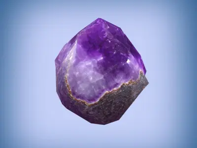 Amethyst gem rock Low-poly 3D model Free 3D model