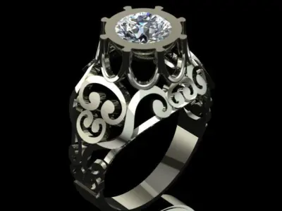 Georgian Style Vintage Diamond Ring 3D print model
