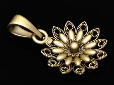 SIMPLE SUN FLOWER STYLE PENDANT 3D PRINTABLE MODEL  3D print model