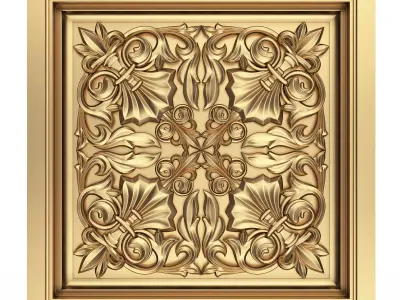 Carved Ceiling Tile 04 Low-poly 3D model