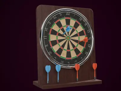 Vintage Petite Dart Board Game Low-poly 3D model