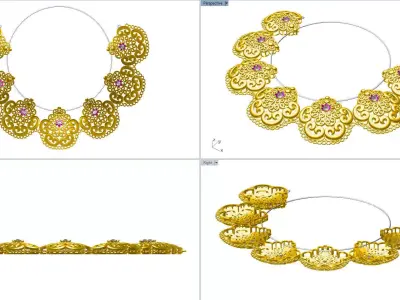 NACKLESS necklace made of gold and diamonds 3D model