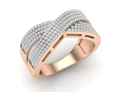 AV 498 Diamond Ladies Crossover Swirl Band Stackable Ring  3D print model