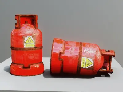 Gas cylinder game ready Low-poly 3D model