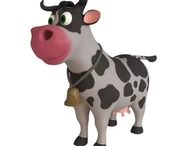 3D lowpoly cartoon cow rig Low-poly 3D model