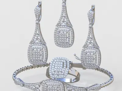 Ring Bracelet Earring and Pendant Set 3D printable model 0109 3D Model Pack