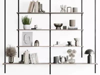 Metal Shelves Decorative With Book - metal Rack 06 Low-poly 3D model