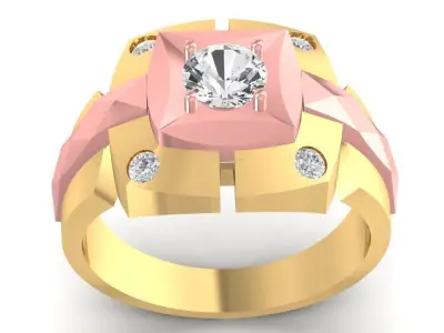 Two Tone Geometric Gemstone Ring for Men 2920  3D print model